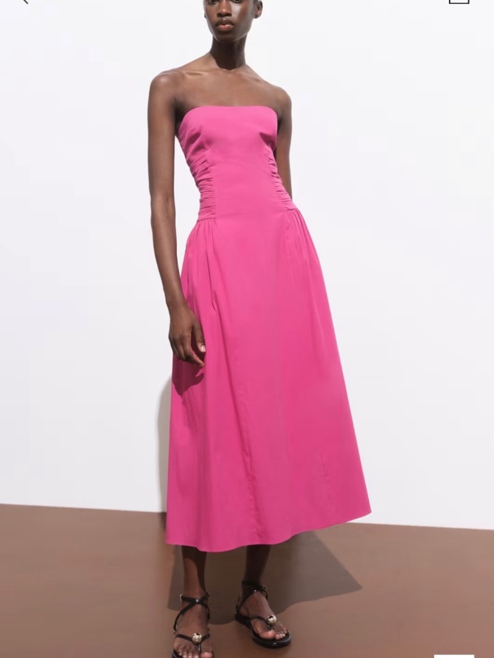 Strapless midi-dress